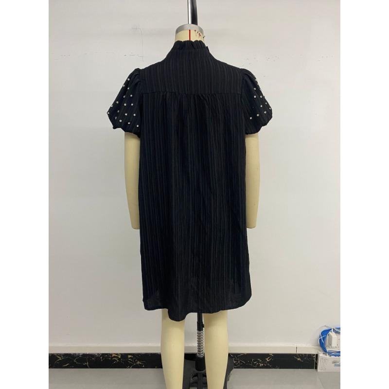 Женское свободное платье-футляр с бисером и рукавами-фонариками, простое модное платье