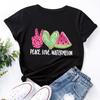 Love Watermelon Print Loose Round Neck Short Sleeved Women's T-shirts