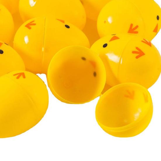 2.4 Inch Plastic Chick Easter Eggs Empty Yellow Mini Fillable Eggs for Easter Basket Stuffers Hunt Games Party Supplies