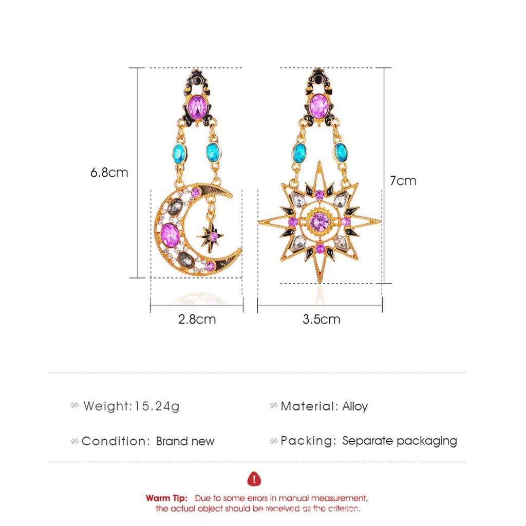 2 шт. Женские модные серьги в виде звезды и луны, циркониевые аксессуары, подходят для свидания, вечеринки, фестиваля, подарки