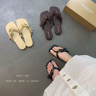 Мода Bailamos 2025 Летняя мода Женские тапочки На плоском ходу Слипоны Женские уличные сандалии Пляжная обувь Повседневные шлепанцы Вьетнамки Mujer