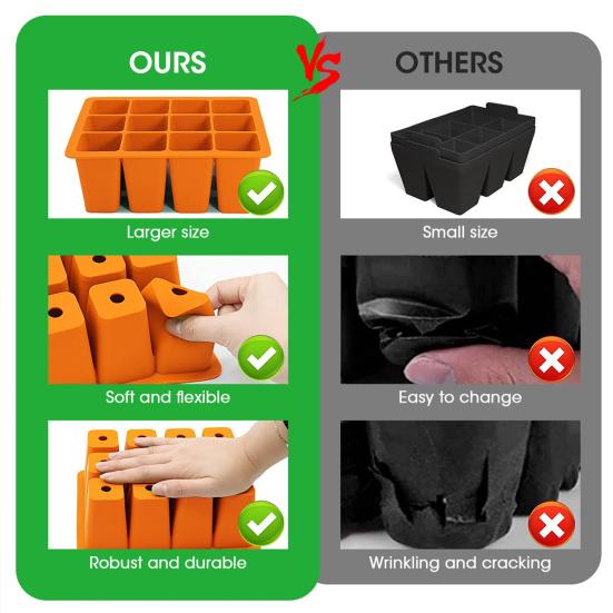 12 сеток, стартовый лоток для семян с дренажными отверстиями, силиконовые биоразлагаемые детские горшки для семян овощей, трав, цветов