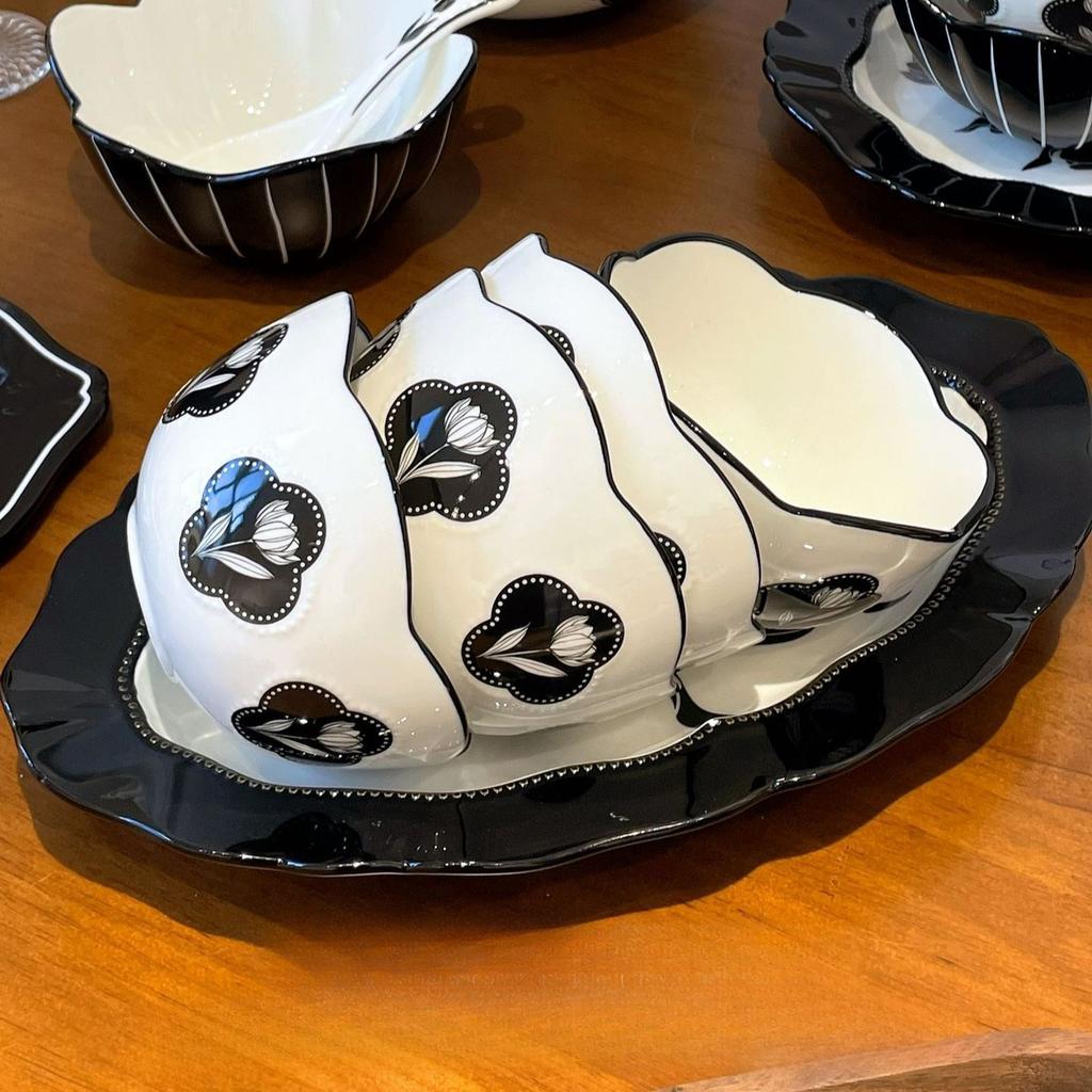 Винтажный керамический набор столовой посуды «Тюльпан» 2025 Новые ретро миски тарелки блюда столовая посуда