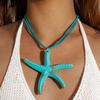 Bohemian Starfish Pendant Statement Necklace Bold Ocean Inspired Neck Jewelry for Women Summer Beach Party Accessory