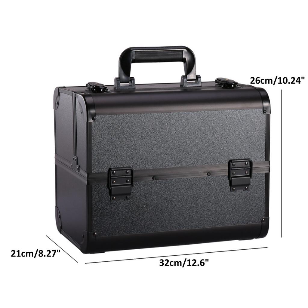 Portable Lockable Aluminium Hard Make Up Travel Storage Box, Cosmetic Beauty Vanity Case, Organiser, Large Capacity Toolbox Case