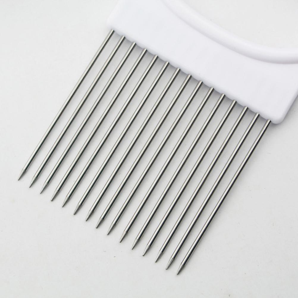 12 Prong Fine Cutting Vegetable Holder for Onion Tomato Lemon Potato Stainless Steel Slicer Grip No Mess Kitchen