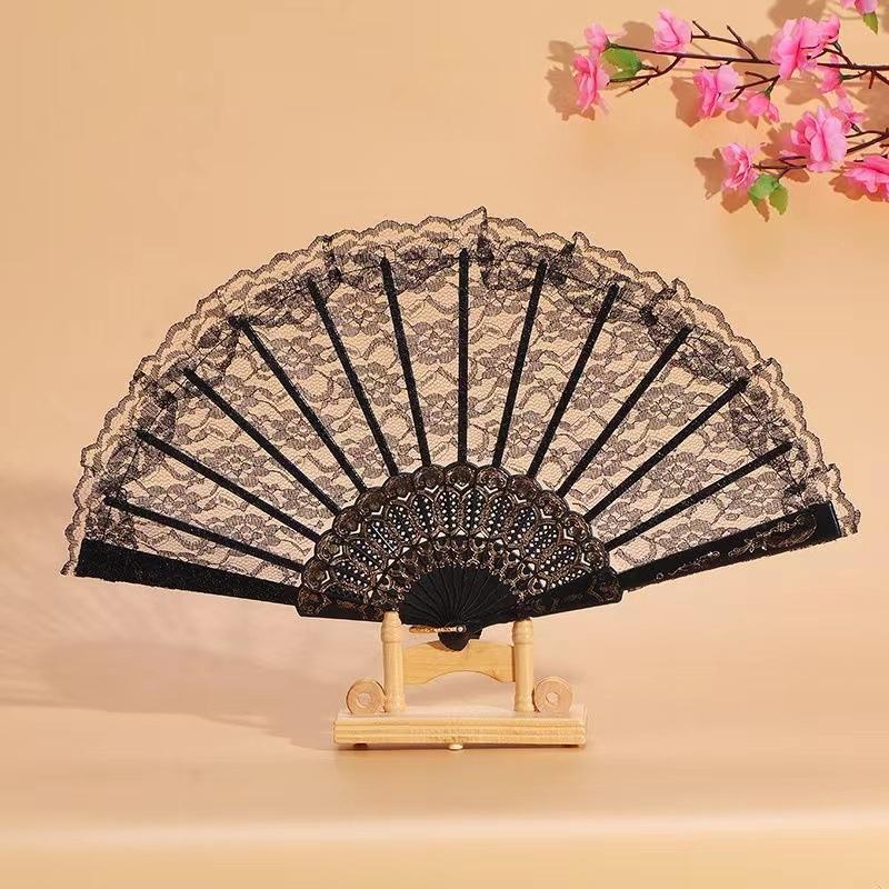 Retro Sexy Lace Fan Summer Dance Performance Pography Po Props Portable Folding Hand Fan Decorative Fan Chinese Dance Fan