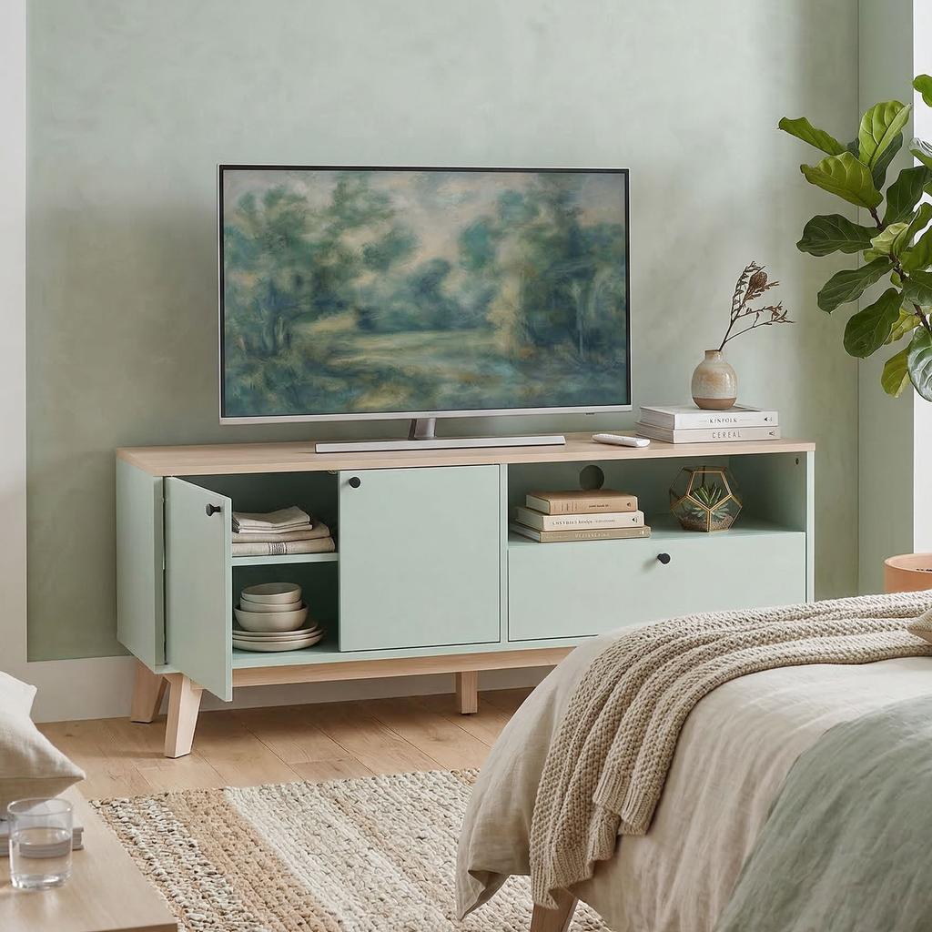 TV Stand Cabinet for Television up to 36 Inch, Modern TV Unit with 2 Doors, Entertainment Center with Adjustable Shelf