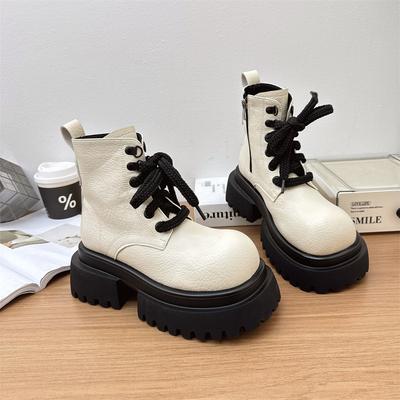 Маленькие ретро ботинки Мартин с большой подошвой коричневые женские 2025 новые на толстой подошве увеличивающие рост ботинки-локомотивы повседневные короткие ботинки