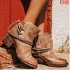 Fashion Women Boots 2024 Autumn Vintage Boots Women Chunky Heels Lace-up Booties  Heeled Ankle Boots Botas De Mujer