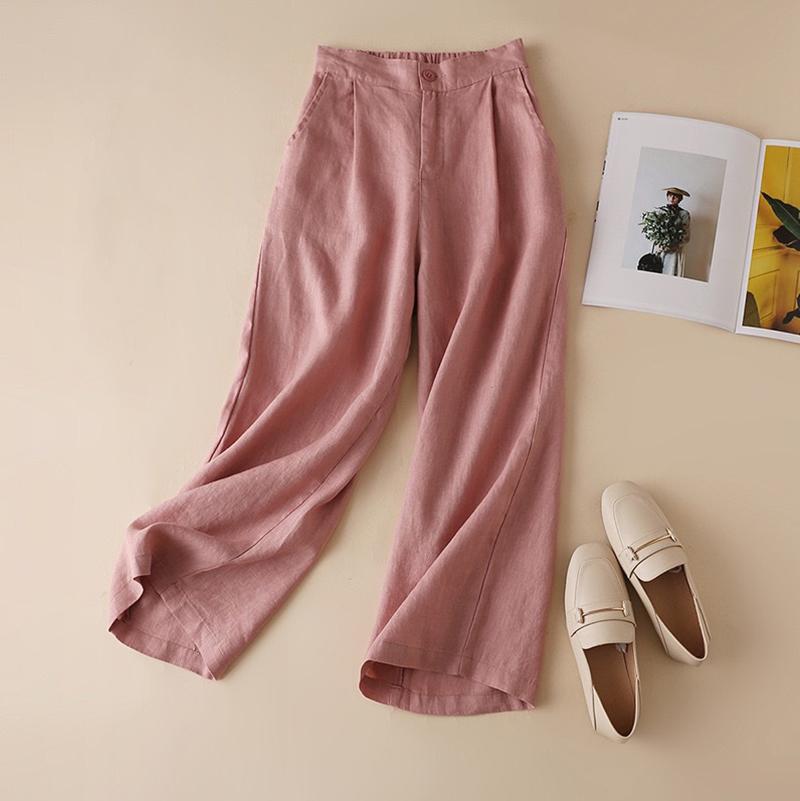 Широкие брюки женские летние брюки свободные льняные брюки повседневные