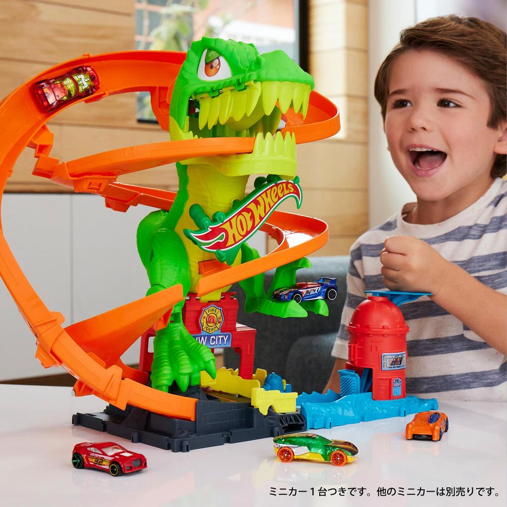 Hot Wheels Battle Play Set with 1 Mini Car Vehicle Toy Play Set for Ages 4 and Up Orange JBM73 T-Rex