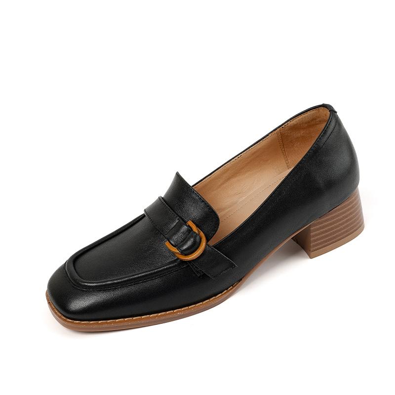 2024 Весна Лето Новые Рабочие Повседневные Женские Туфли Классические Туфли На Среднем Каблуке Высокого Качества Из Натуральной Кожи Женские Лаконичные Туфли В Ретро Стиле