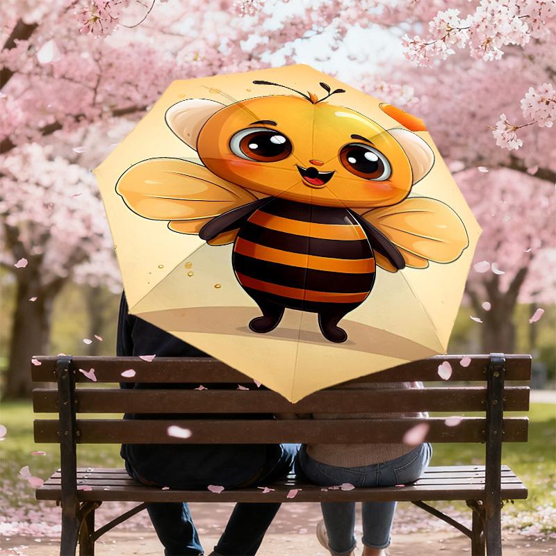 1PC Bee Heart Automatic Open/Close Umbrella with Windproof, 8-Rib Sturdy Canopy, Durable Ribs, Fashionable Design1290A