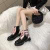 Ботинки для женщин 2024 Осень Универсальные и удобные женские ботинки из ПУ кожи на толстой подошве Короткие ботинки Рок Толстая подошва Элегантные