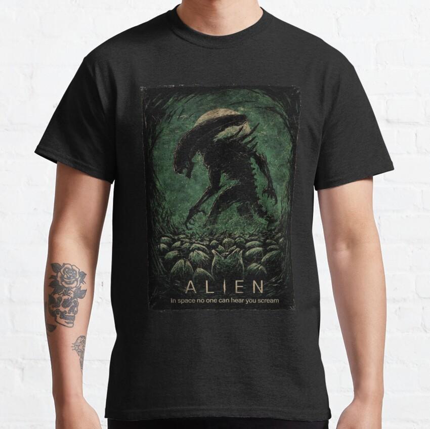 Boy's Casual Cotton Crew Neck T-shirt Alien Dark Alien Space Xenomorph Ripley Nostromo Weyland, Yutani Facehugger  Pure Cotton Tee Shi Unisex,gift,Top