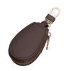 Faux Leather Car Key Case with Hanging Buckle Keyring Chain Portable Remote Key Fob Holder Zipper Bag Protector Pouch Wallet