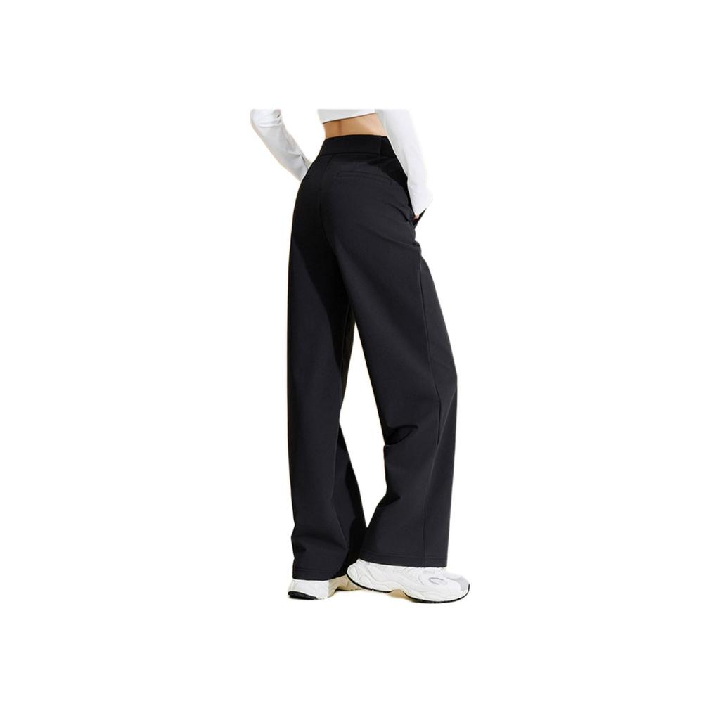 Anta Comfortable Casual Simple High-Waisted Solid Color Versatile Sports Long Pants Women Bottoms Black 162517508-4