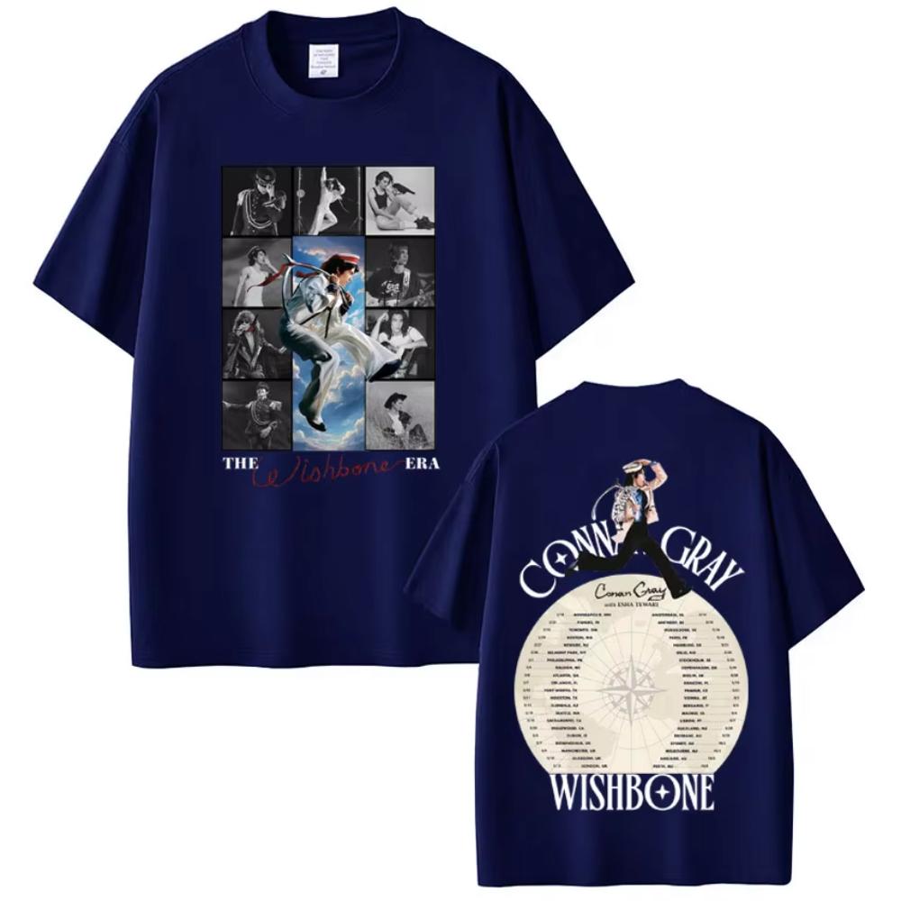 Конан Грей Wishbone World Tour Печатные футболки Летние Мужские Женские Винтажные футболки Летние Хлопковые Повседневные футболки Топы