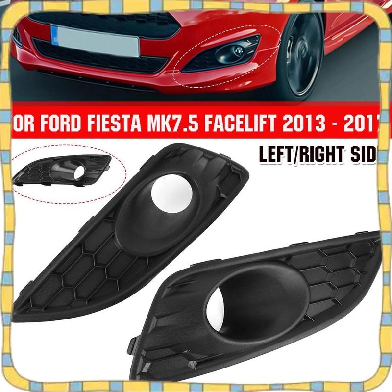 L17A-1 Pair Front Bumper Lower Honeycomb Fog Lamp Surround Grille Fog Light Trim Cover For Ford Fiesta Mk7 Facelift 2013-2017