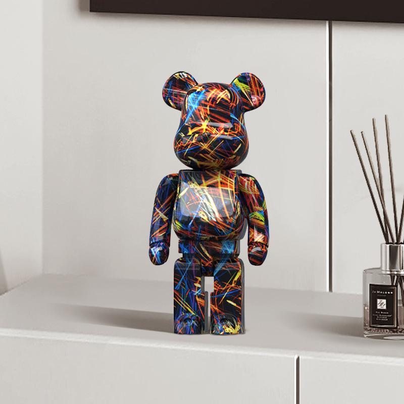 2025 New Graffiti Bear 27cm Figurine Home Decoration Animal Statue Storage Money Jar Modern Room Sculpture Table Decor