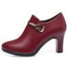 Comfort Deep Mouth Solid Single Shoes  Spring  Autumn New Thick Heel Fashion All-match Pointed Side Zipper Leather Shoes