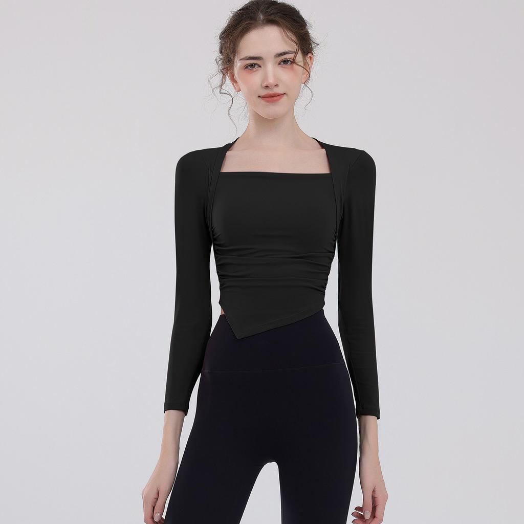 New Quick-dry Long-sleeved Top With High Elasticity, Nude-like Feel, Back Hollow-out, Slim-fitting, Sports Fitness Wear For Women