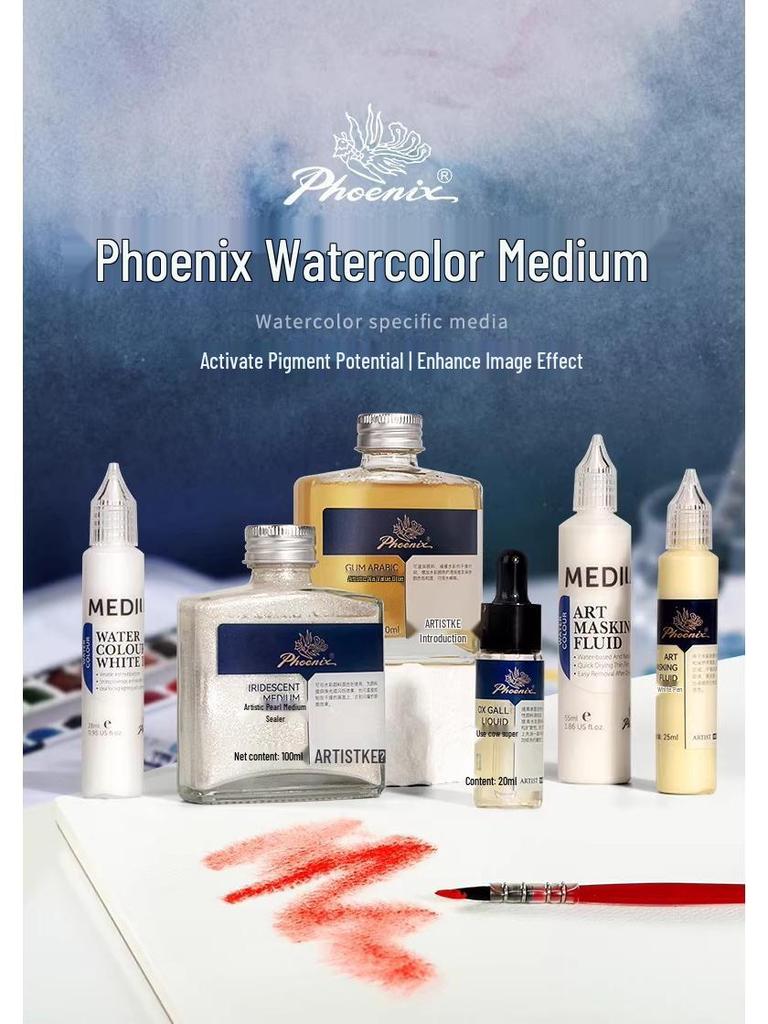 Маскирующая жидкость Phoenix White: Акварельная среда с бычьей желчью и гуммиарабиком
