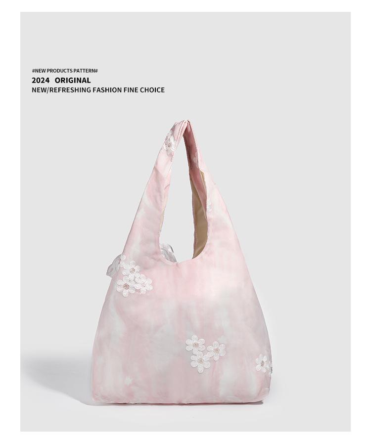 2025 Сумка-тоут из парусины с кружевом и бантом на одно плечо