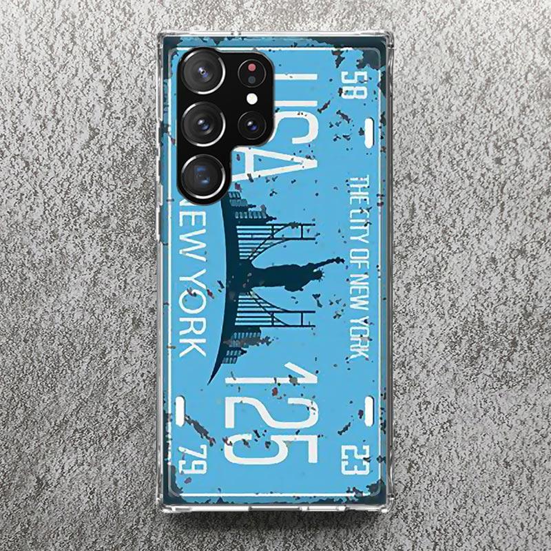 License New York Plate Number Phone Case For Samsung Galaxy S25 S24 S23 Ultra S22 Plus S21 S20 FE S10 + S25Ultra S24U Soft Cover