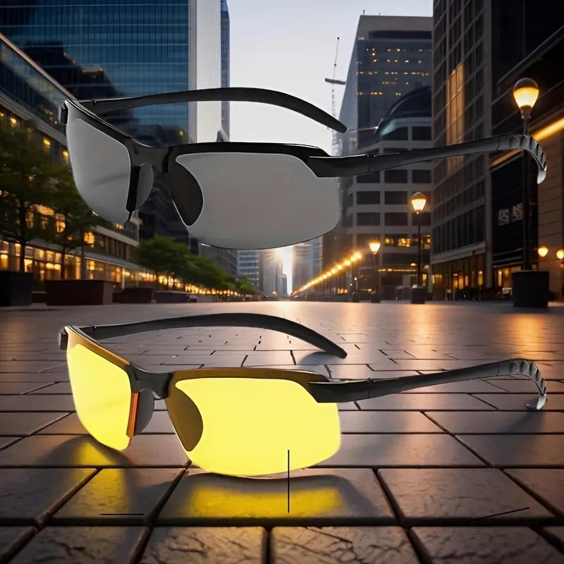 Sports Glasses Semi-Rimless TR Frame, TAC Lens, Polarized Yellow, Lightweight and Comfortable, Weakening Glare, with Storage Box, for Men, Women