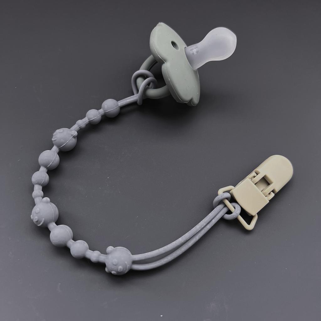 Practical Silicone Pacifier Chain Bear Pattern Pacifier Clip Food Grade Silicone Baby Pacifier Clip for Teething Infants