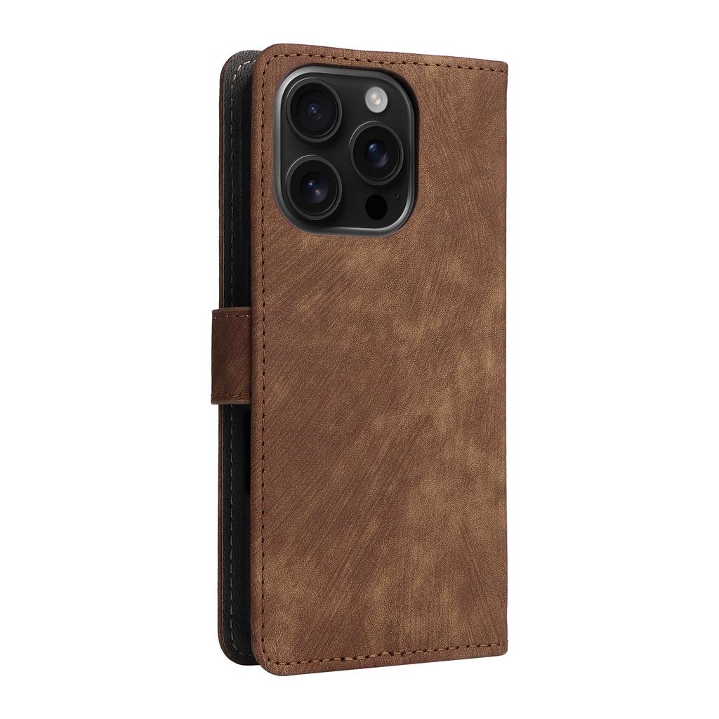 For iPhone 16 Pro Wallet Case RFID Blocking PU Leather Cover Stand View