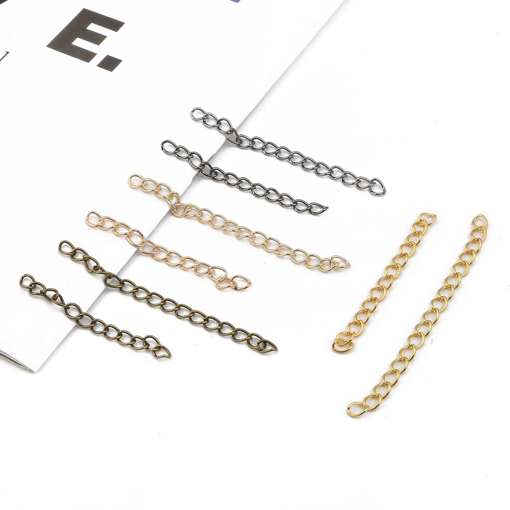 Универсальные металлические удлинительные цепочки для ювелирных изделий с совместимостью с застежкой-лобстером - 50 штук