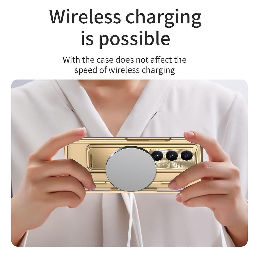 Защитный чехол для Samsung ZFold7 с плоским шарниром, электроплакированной пленкой для объектива и кожаным дизайном (Совместим с FOLD6 и W22)