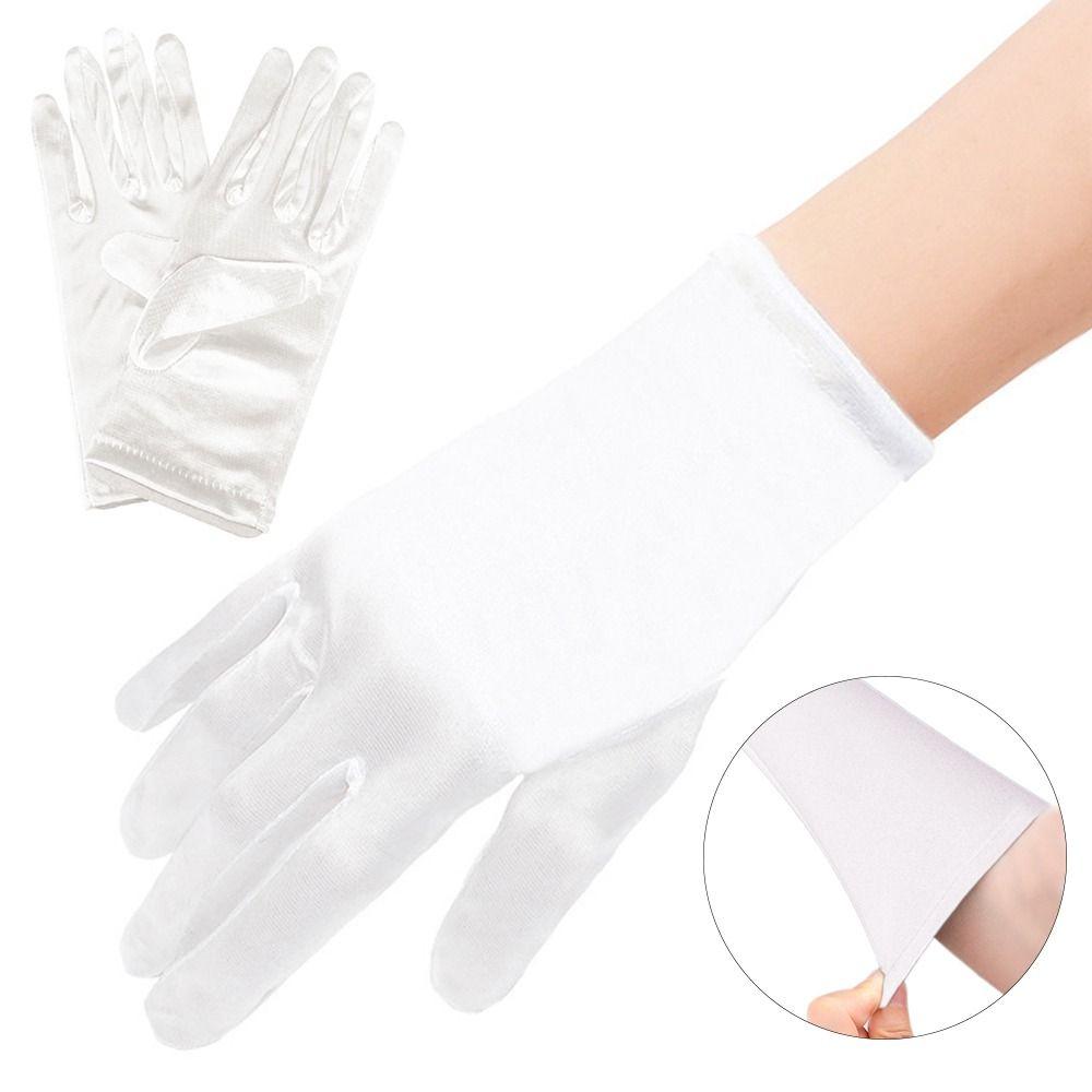 White Children's Wedding Gloves Glossy Satin Etiquette Dress Gloves Creative Dance Gloves Holiday