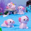 24Pcs Mini Pink Salamander Figurine Cartoon Salamander Resin Statue Miniature Animal Ornament DIY Dollhouse Car Dashboard Desktop Decoration