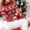 Winter Christmas Sweater for Women Jacquard Knitted Long Sleeve Clothes Warm Thicken Jumpers Pullover Tops Knitwear