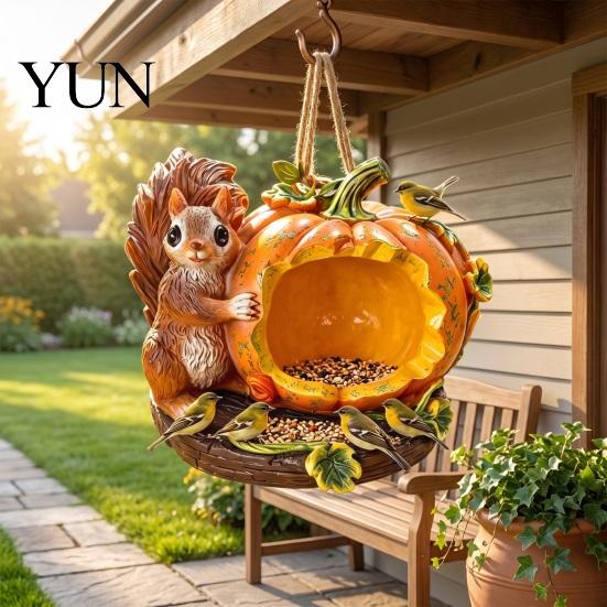 Durable Backyard Bird Feeder Resin Squirrel Feeder, Outdoor Hanging Large Capacity Garden Wild for Patio Decoration