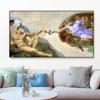 Funny Toilet Paper Poster Michelangelo Creation of Adam Famous Figure Portrait Canvas Painting Wall Art Bathroom Room Decoration