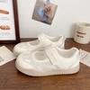 Уродливо милые туфли, полые кеды, женские летние новые шикарные нишевые корейские на липучке, универсальные дышащие маленькие белые туфли