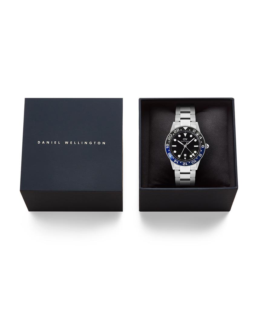 Danielwellingteon Iconic Gmt Link Men'S Metal Watch Black/Blue Ceramic Bezel