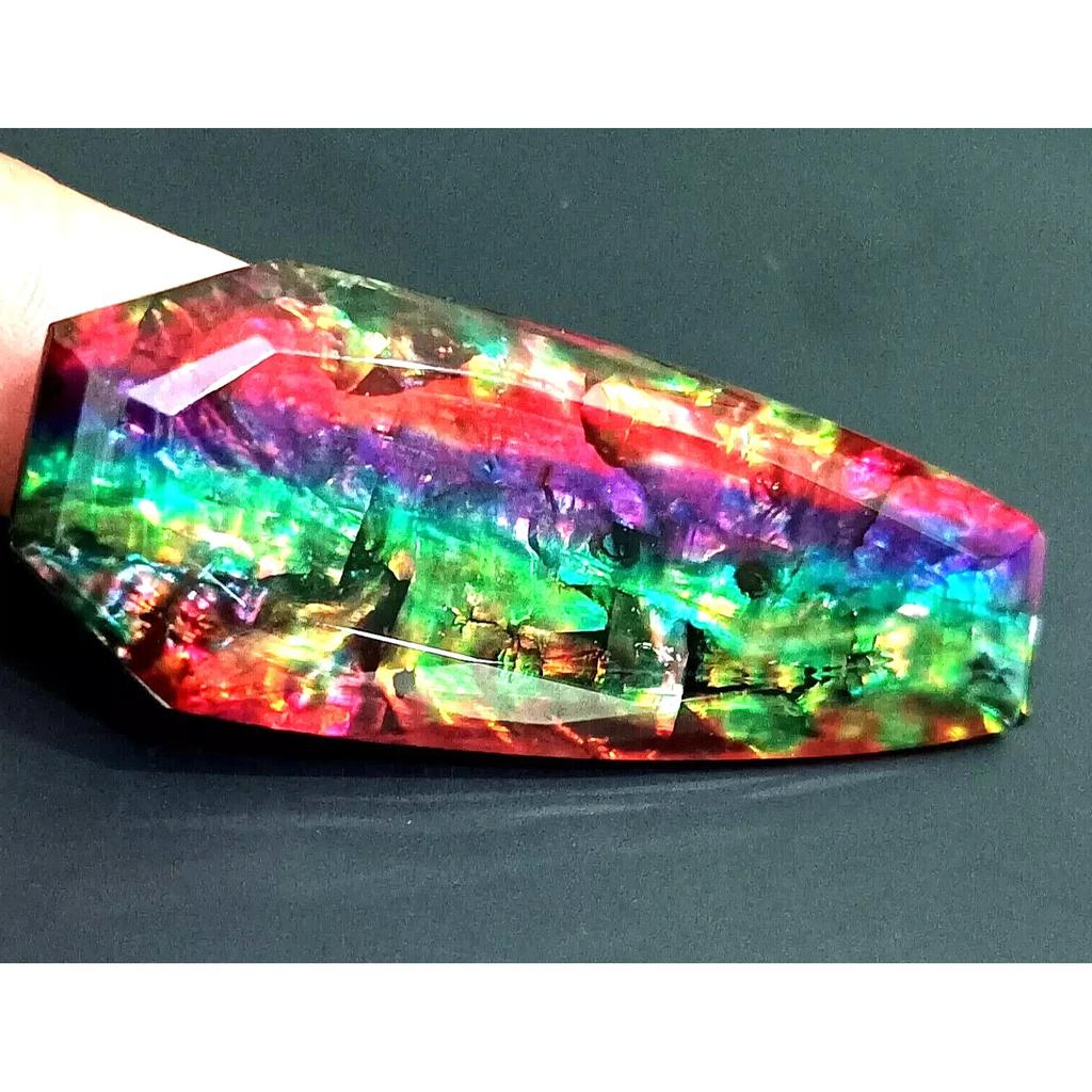 Natural A++ Ammolite Opal-Like Organic Doublet Fancy Cut 62-64 Ct Gemstone