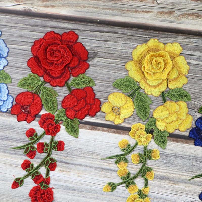 Вышитый DIY Декор Аппликация Патч Роза Швейные принадлежности