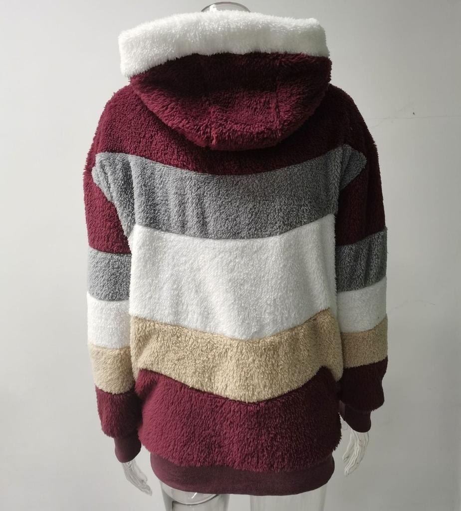 Женское зимнее пальто с капюшоном, теплая плюшевая куртка с длинными рукавами, пальто, свободные зимние топы на молнии, флисовая верхняя одежда