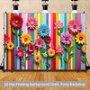 2D Rainbow Stripes and Paper Art Flowers Background Cloth Photo Booth Prop