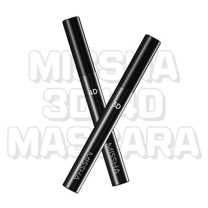 MISSHA Тушь 3D и 4D 7 г – Водостойкая, объем и подкручивание, корейский макияж для глаз (Акция 4+1)
