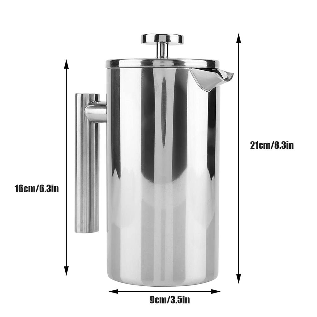 Vbestlife Френч-пресс с двойными стенками из нержавеющей стали, кофейник/чайник для дома, офиса или кофейни (800мл)