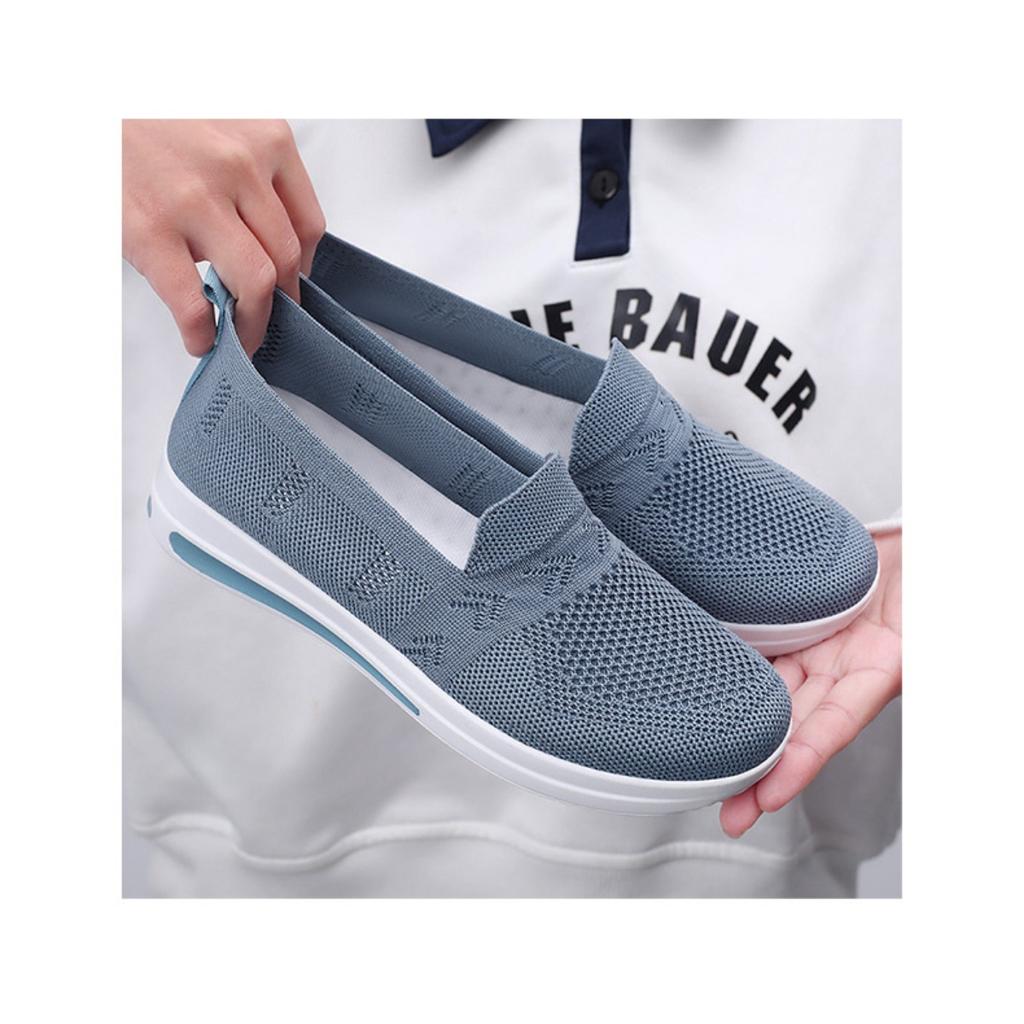 Shoes Women's Spring Flying Weave Breathable Casual Shoes, One Stirrup Shoes, Lightweight Walking Shoes Solid Colour Hundred Single Shoes