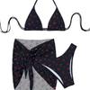2024 Европейский и американский женский сексуальный купальник-бикини из трех частей